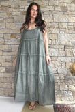 Lenni Cotton Tiered Dress Washed Khaki